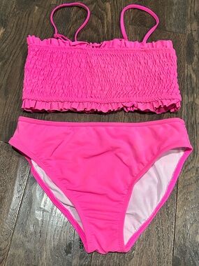 Neon Pink Girls' Swim Bikini with Adjustable Straps Size 14